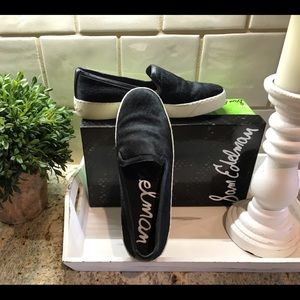 Sam Edelman Black Calf Hair Sneakers